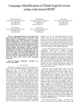 Language Identification of Hindi-English tweets using code-mixed BERT