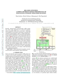 Relaxed Attention: A Simple Method to Boost Performance of End-to-End
  Automatic Speech Recognition
