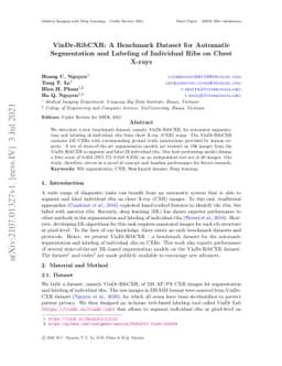 VinDr-RibCXR: A Benchmark Dataset for Automatic Segmentation and
  Labeling of Individual Ribs on Chest X-rays