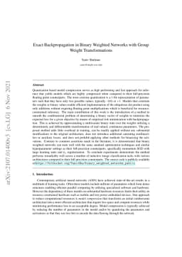 Exact Backpropagation in Binary Weighted Networks with Group Weight
  Transformations