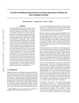 Towards Scheduling Federated Deep Learning using Meta-Gradients for
  Inter-Hospital Learning