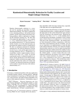 Randomized Dimensionality Reduction for Facility Location and
  Single-Linkage Clustering