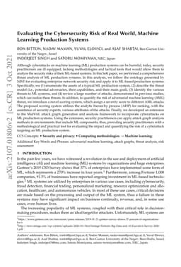 Evaluating the Cybersecurity Risk of Real World, Machine Learning
  Production Systems