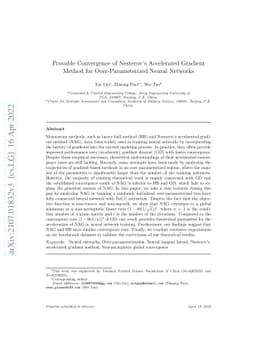 Provable Convergence of Nesterov's Accelerated Gradient Method for
  Over-Parameterized Neural Networks