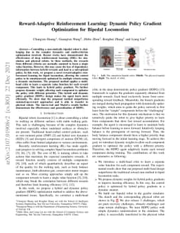 Reward-Adaptive Reinforcement Learning: Dynamic Policy Gradient
  Optimization for Bipedal Locomotion