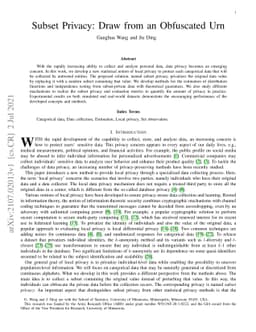 Subset Privacy: Draw from an Obfuscated Urn
