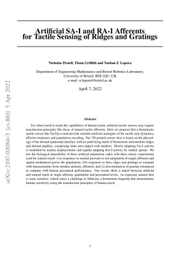 Artificial SA-I and RA-I Afferents for Tactile Sensing of Ridges and
  Gratings