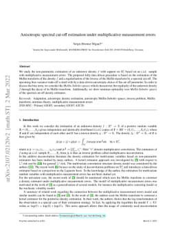 Anisotropic spectral cut-off estimation under multiplicative measurement
  errors