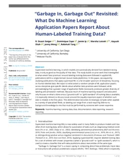 "Garbage In, Garbage Out" Revisited: What Do Machine Learning
  Application Papers Report About Human-Labeled Training Data?
