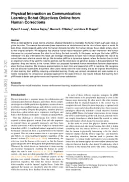 Physical Interaction as Communication: Learning Robot Objectives Online
  from Human Corrections