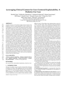 Leveraging Clinical Context for User-Centered Explainability: A Diabetes
  Use Case