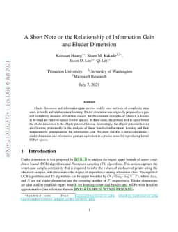 A Short Note on the Relationship of Information Gain and Eluder
  Dimension