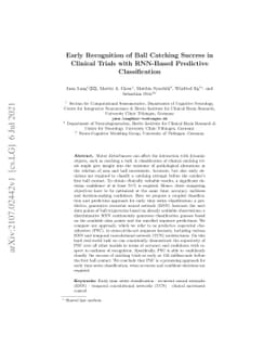 Early Recognition of Ball Catching Success in Clinical Trials with
  RNN-Based Predictive Classification