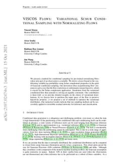 Viscos Flows: Variational Schur Conditional Sampling With Normalizing
  Flows