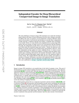 Independent Encoder for Deep Hierarchical Unsupervised Image-to-Image
  Translation