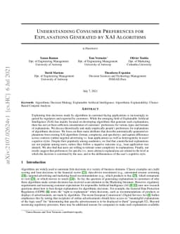 Understanding Consumer Preferences for Explanations Generated by XAI
  Algorithms