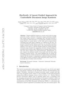 DocSynth: A Layout Guided Approach for Controllable Document Image
  Synthesis