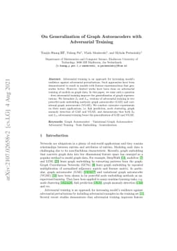 On Generalization of Graph Autoencoders with Adversarial Training