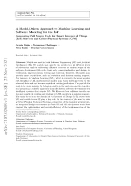 A Model-Driven Approach to Machine Learning and Software Modeling for
  the IoT