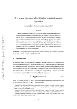 A provable two-stage algorithm for penalized hazards regression