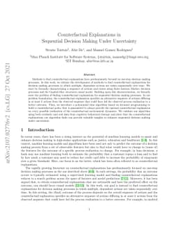 Counterfactual Explanations in Sequential Decision Making Under
  Uncertainty