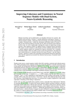 Improving Coherence and Consistency in Neural Sequence Models with
  Dual-System, Neuro-Symbolic Reasoning