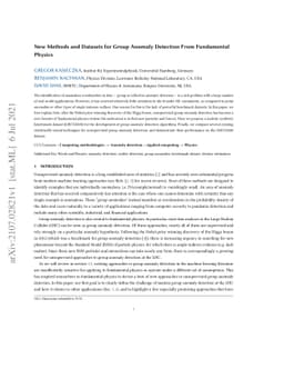 New Methods and Datasets for Group Anomaly Detection From Fundamental
  Physics