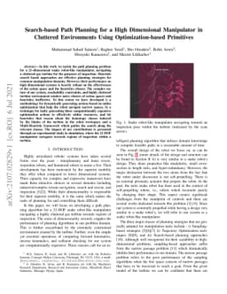 Search-based Path Planning for a High Dimensional Manipulator in
  Cluttered Environments Using Optimization-based Primitives
