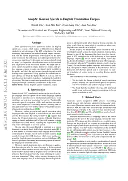 Kosp2e: Korean Speech to English Translation Corpus
