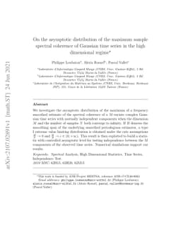 On the asymptotic distribution of the maximum sample spectral coherence
  of Gaussian time series in the high dimensional regime