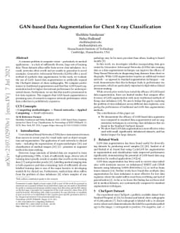 GAN-based Data Augmentation for Chest X-ray Classification