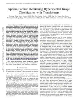 SpectralFormer: Rethinking Hyperspectral Image Classification with
  Transformers