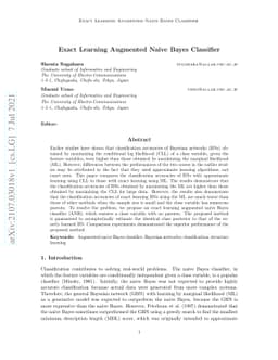 Exact Learning Augmented Naive Bayes Classifier