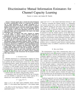 Discriminative Mutual Information Estimators for Channel Capacity
  Learning