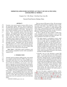 Improving Speech Recognition Accuracy of Local POI Using Geographical
  Models