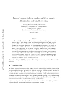 Bounded support in linear random coefficient models: Identification and
  variable selection