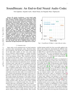 SoundStream: An End-to-End Neural Audio Codec