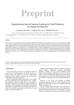 Regularization-based Continual Learning for Fault Prediction in
  Lithium-Ion Batteries