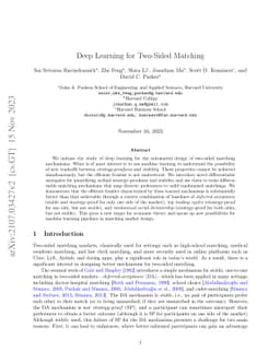 Deep Learning for Two-Sided Matching