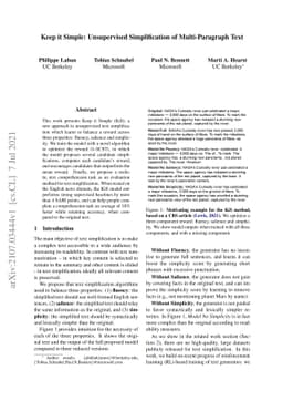 Keep it Simple: Unsupervised Simplification of Multi-Paragraph Text