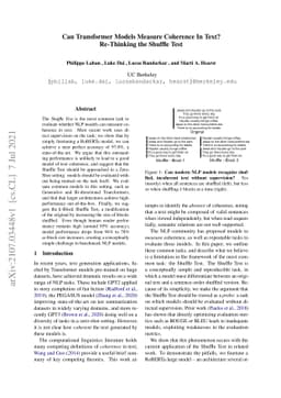 Can Transformer Models Measure Coherence In Text? Re-Thinking the
  Shuffle Test