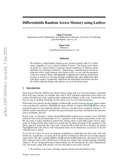 Differentiable Random Access Memory using Lattices