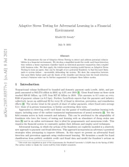 Adaptive Stress Testing for Adversarial Learning in a Financial
  Environment