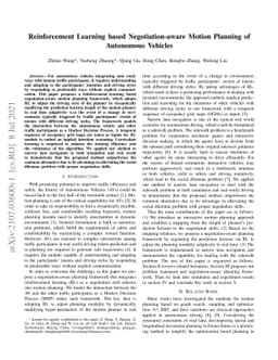 Reinforcement Learning based Negotiation-aware Motion Planning of
  Autonomous Vehicles