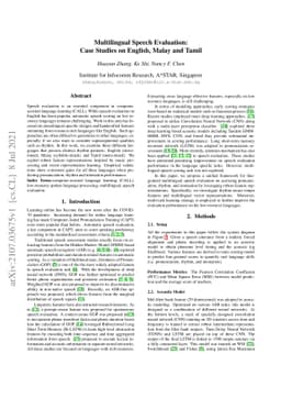 Multilingual Speech Evaluation: Case Studies on English, Malay and Tamil