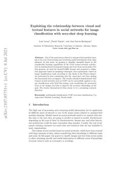 Exploiting the relationship between visual and textual features in
  social networks for image classification with zero-shot deep learning