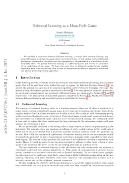 Federated Learning as a Mean-Field Game