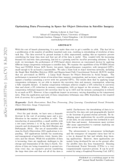 Optimizing Data Processing in Space for Object Detection in Satellite
  Imagery
