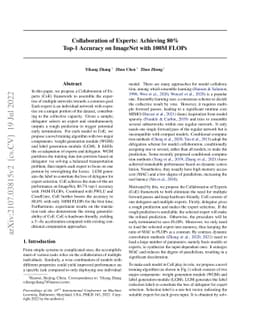Collaboration of Experts: Achieving 80% Top-1 Accuracy on ImageNet with
  100M FLOPs