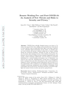 Remote Working Pre- and Post-COVID-19: An Analysis of New Threats and
  Risks to Security and Privacy